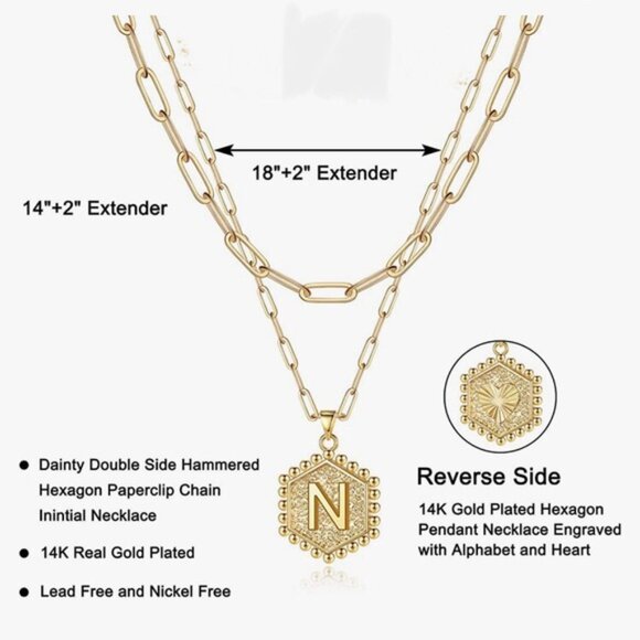 N Initial Chain Necklace - Picture 2 of 3